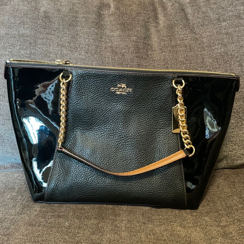 Coach black pebble and patent